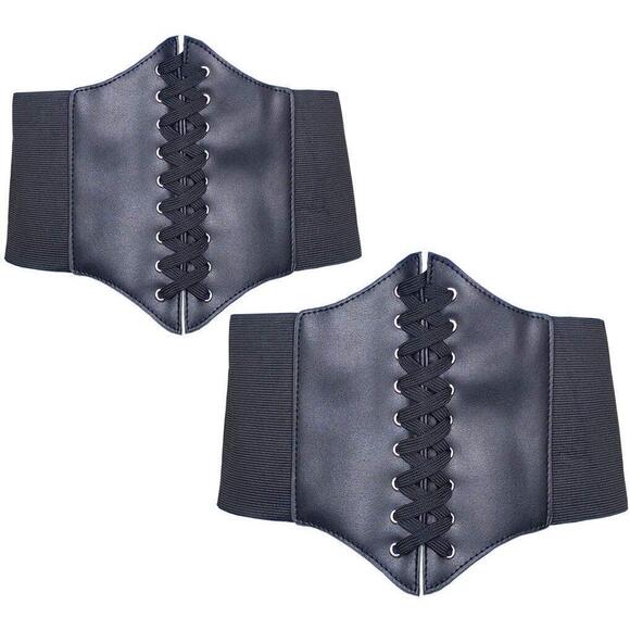 3397 Elastic Wide Band Elastic Tied Waspie Corset Waist Belt,x-large,black main image 5